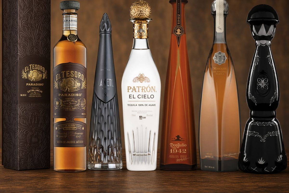 Bottles of premium tequila